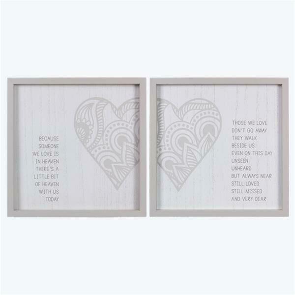 Youngs Wood Framed Love Wall Signs with Heart Design, Assorted Color - 2 Piece 21694
